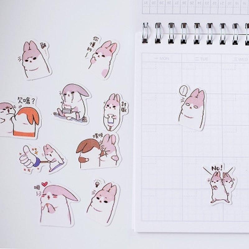 40Pcs/Pack Cute Bunny Fat Rabbit Decorative Stickers Mobile Phone Stickers DIY Diary Scrapbooking Al