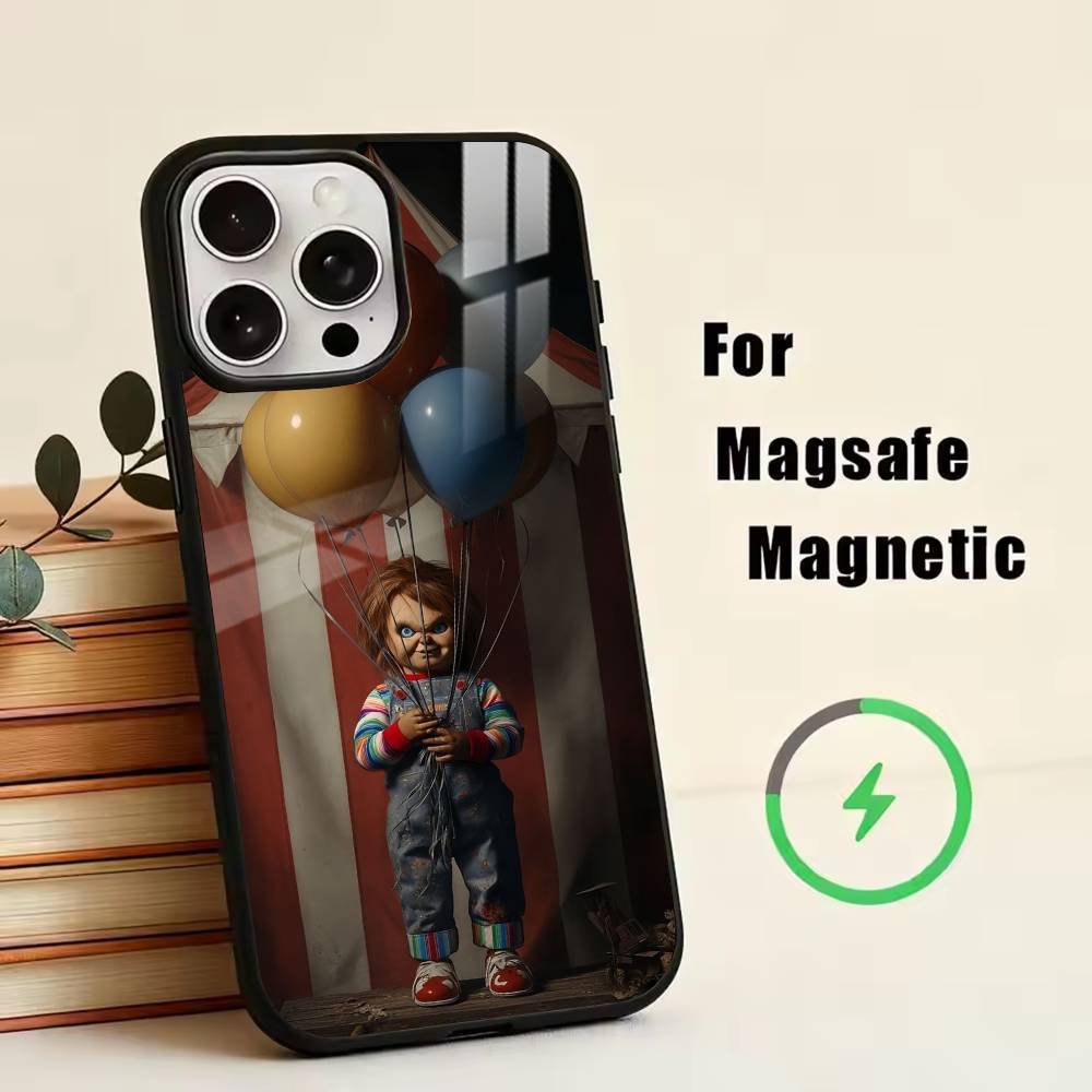 Chucky Scary Doll Phone Case For iPhone17,16,15,14,13,12,11 Plus,Pro Magnetic For Magsafe Wireless Charging