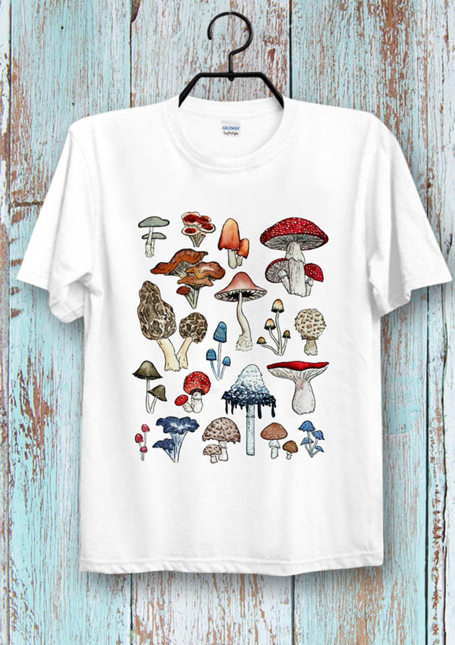 British Wild Mushroom Mycology T-Shirt Fungi Mushrooms T-Shirt Unisex T-Shirt Tee Top Cool Ideal gift Tee Top for Ladies and Gentlemen 3XL