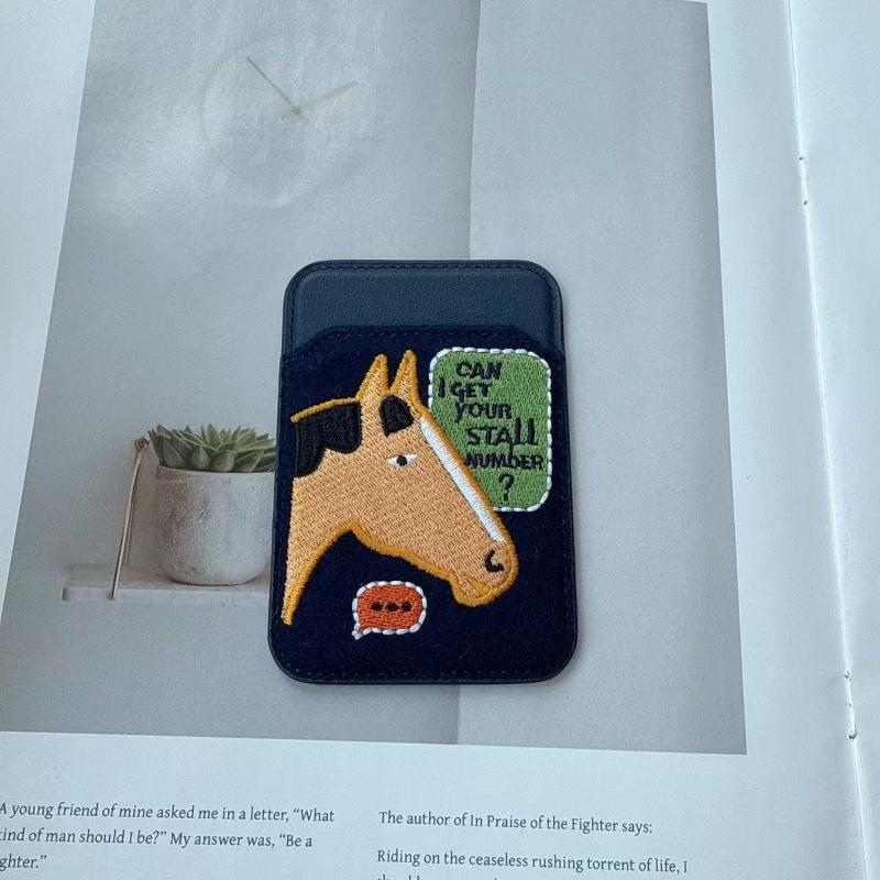 

Вышивка Кожаный Картхолдер Магнитный Защитный Чехол для Карт GPS Защита от Потери Сумка для Мобильного Телефона Ультратонкий Зажим для Задней Панели Мобильного Телефона