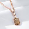 Square Brown Natural Zircon Pendant Necklace For Women Simple  Rose Gold Color High Quality Bride Wedding Jewelry