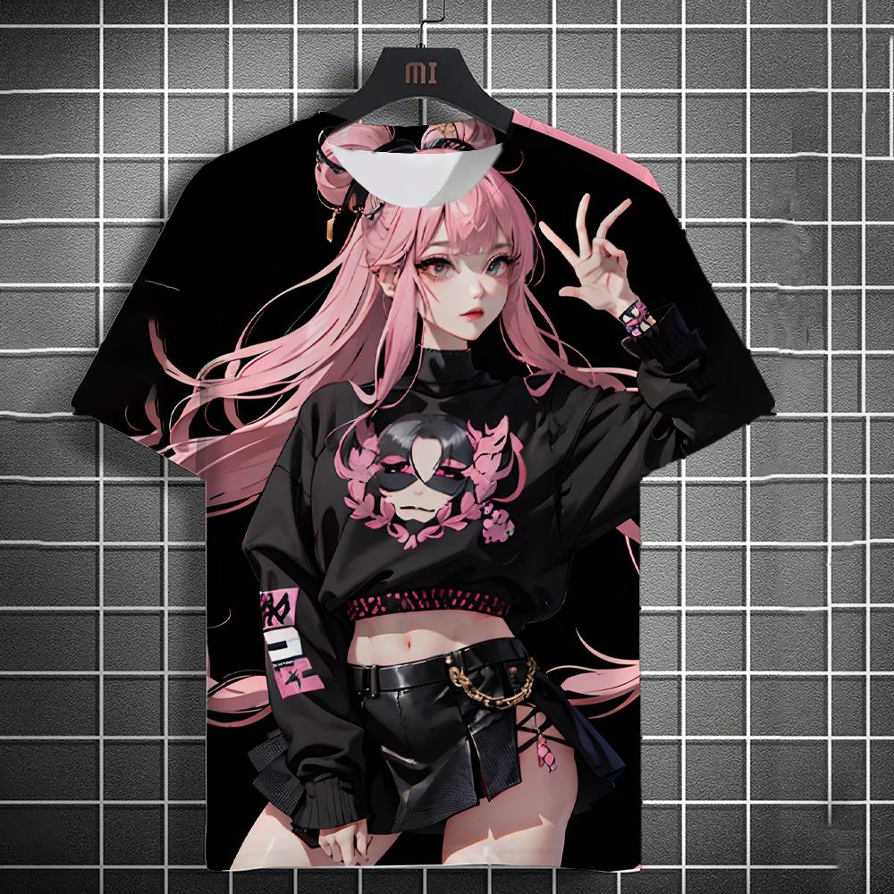Men's T-Shirts Anime Character Graffiti Tee 3D Sexy Beauty Print Poster Style T Shirt Trend Men/Women Short Sleeve Y2k Tops