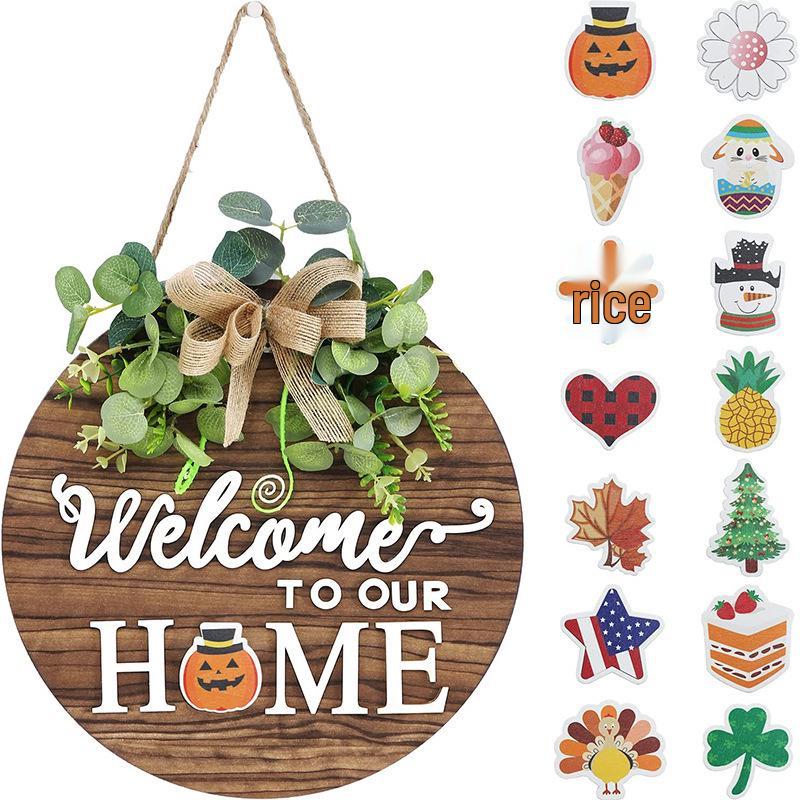 14-Pattern Interchangeable Welcome Sign for Easter, Christmas, & More Holidays