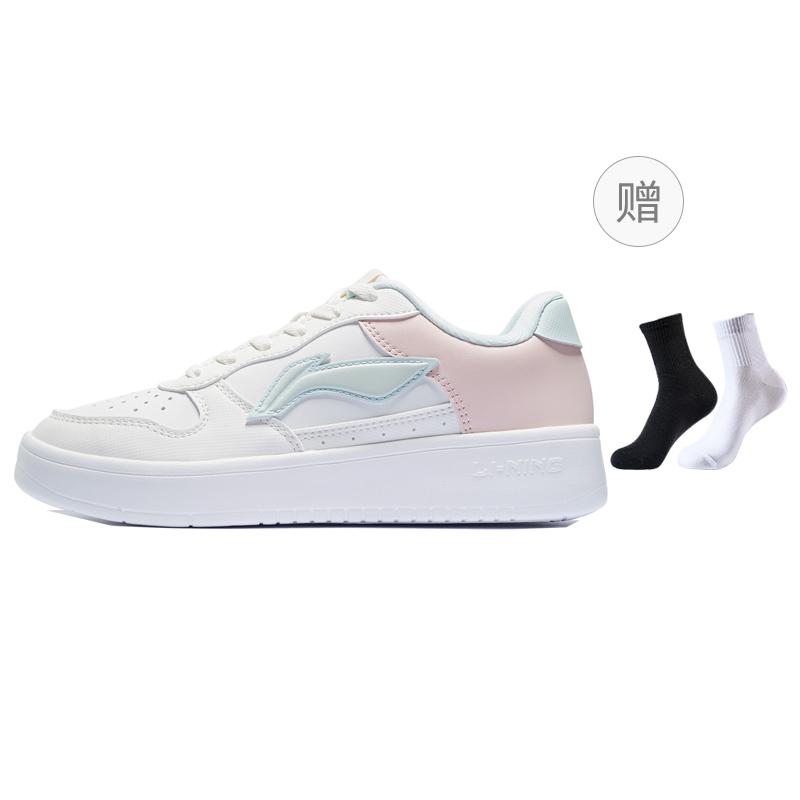 Li Ning Floating Boat Skateboard Shoes Women's Low top Mist White/Light Pink AGCS420-4