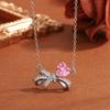 Send Girlfriend Feeling Flash Bow Necklace Niche Design Day Diamond Collarbone Chain Powder Simple Women'S Zirconium Pendant