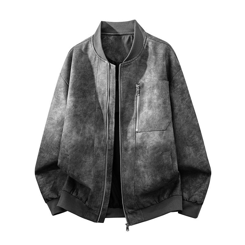 

Retro PU Leather Motorcycle Jacket, Unisex Couple Style with Multiple Image Styles M світло-сірий колір