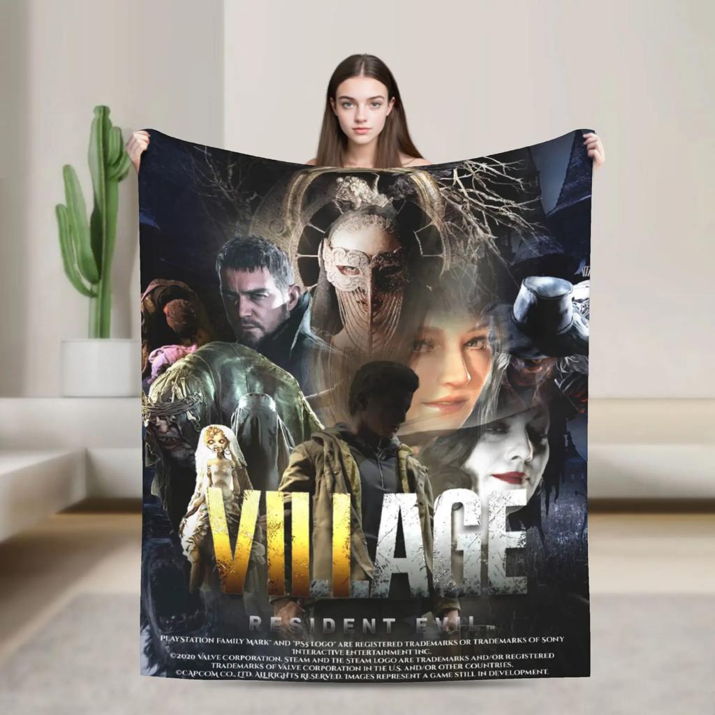 Resident Evil Village Fleece-Decke Warme Bettwäsche Überwurf für den Winter Heimdekoration Kinder Erwachsene Neuheit Tagesdecke