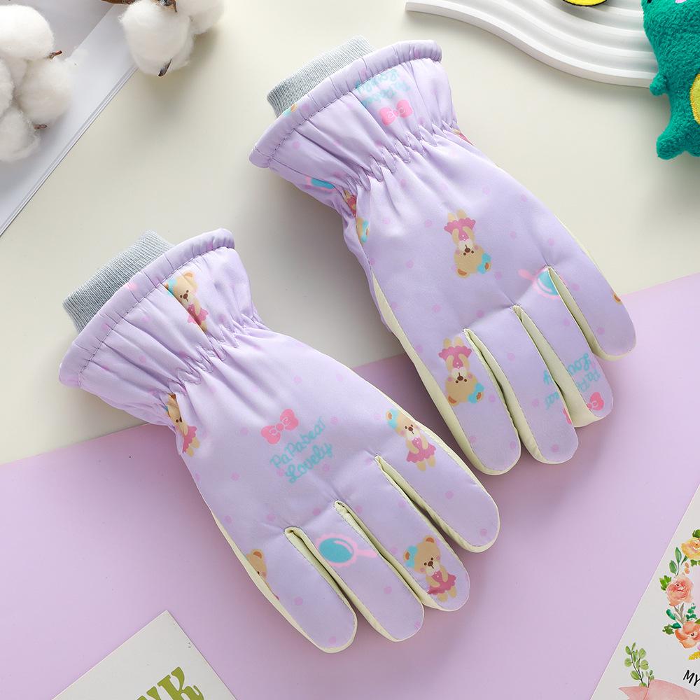 Children's Ski Gloves for Winter Boys Cycling Girls Outdoor Plus Velvet Thickened Water Splashing Windproof Cold Resistant Gloves