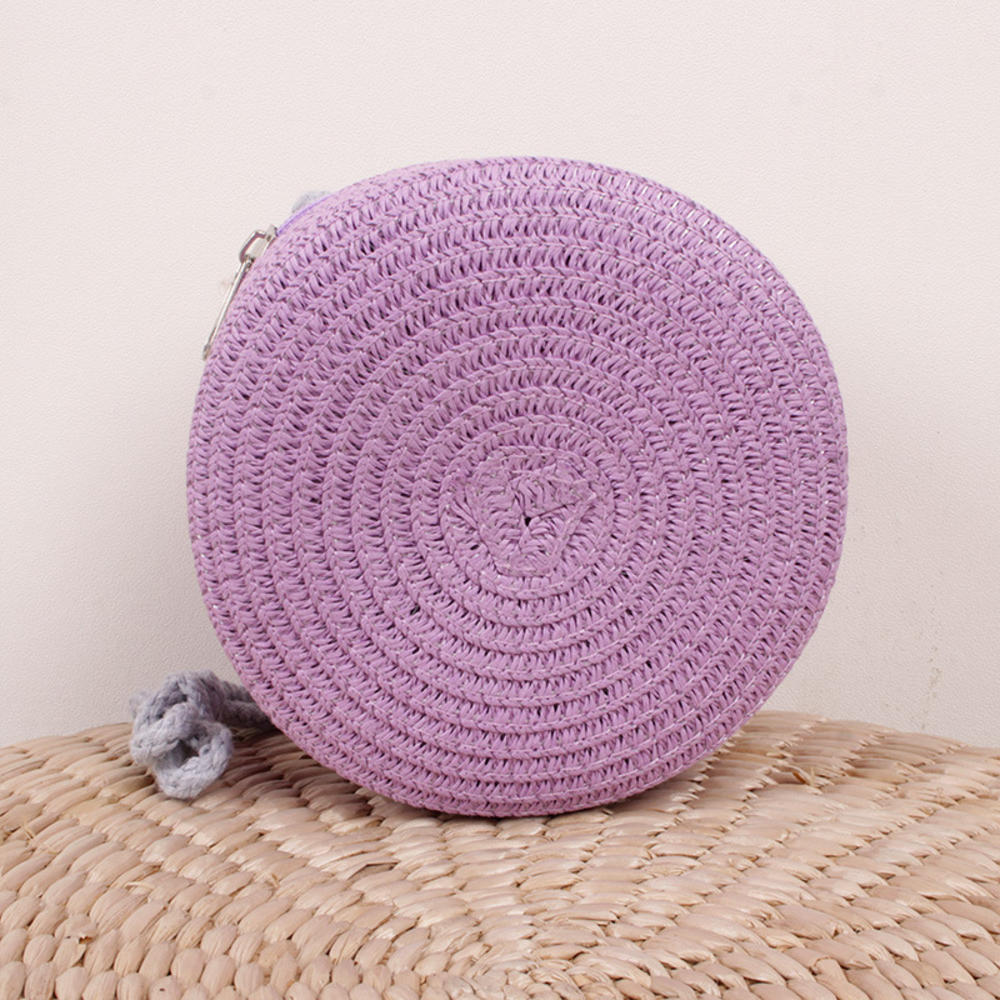 Handmade Straw Bag Women Woven Beach Crossbody Bag Ladies Shoulder Rattan Handmade Knitted Candy Color Small Handbag