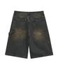 STANDARDERROR 87-Stan110 [Newtro] Minimal Washed Pintuck Bermuda Denim Pants Vintage Black