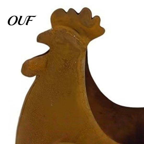 Artistic Metal Rooster Garden Decor Rustic Ornament, Weather Resistant Flowerpot, Sculpture Iron Art for Outdoor Yard Lawn Decor, Retro Pastoral Style