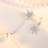 Unbalanced Aaa Grade Snowflake Shell Pearl Snow White Silver Needle Earring