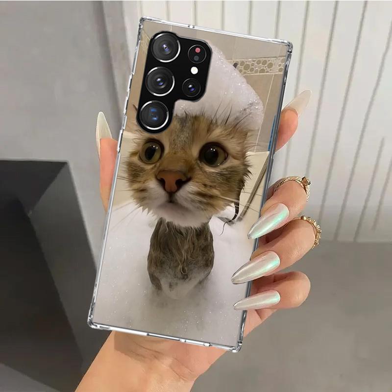 Pet Cat Funny Memes Phone Case for Samsung Galaxy S26 S24 S23 Ultra S25 Edge S22 S21 Plus S20 FE + Soft Print Shell Funda Galaxy