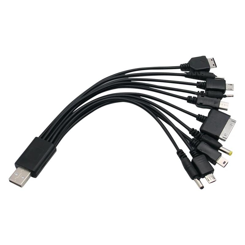 10-in-1 Universelles Multi-Kopf-USB-Ladekabel Schnellladekabel Tragbares Kabel für Handy Ohrhörer Powerbank Outdoor-Nutzung