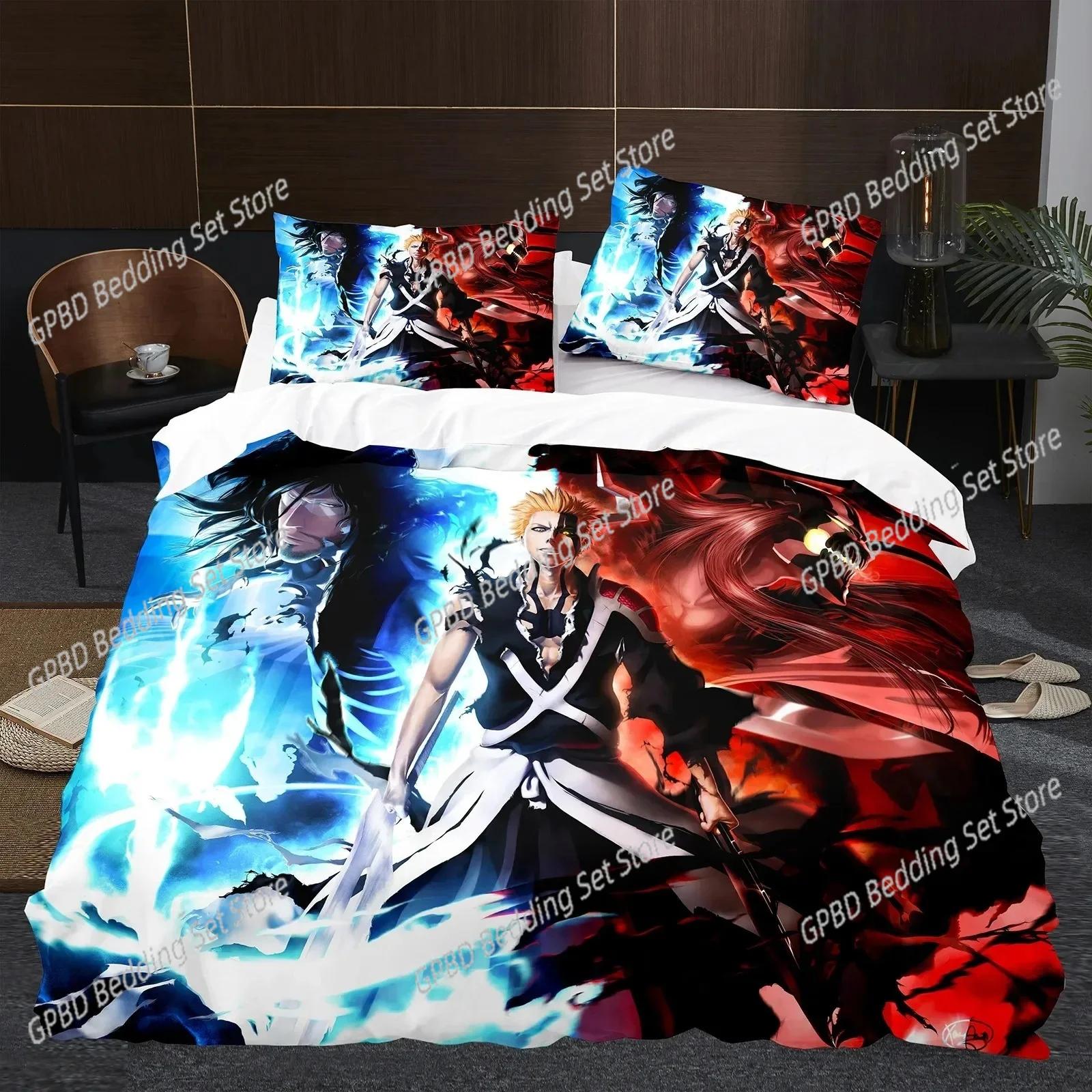 

Комплект постельного белья с рисунком из аниме BLEACH, пододеяльник с рисунком, комплект постельного белья Twin Queen King Single Size Home Decor Boys Kawaii US King 264x228cm
