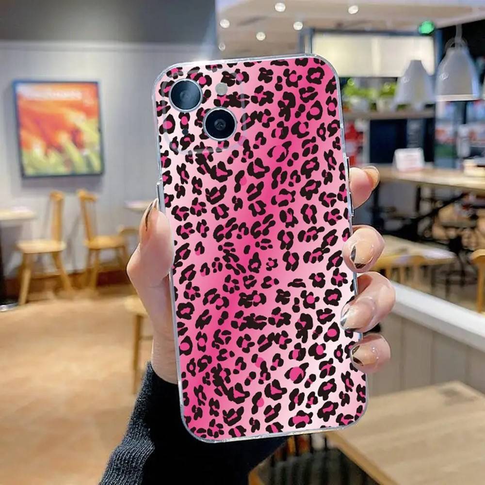 

Розовый леопардовый чехол для телефона iPhone 16, 15, 14, 13, 12, 11 Pro, Max, Plus, X, XS, XR, SE, Mini Прозрачный Силиконовый Мягкий iPhone13PROMAX