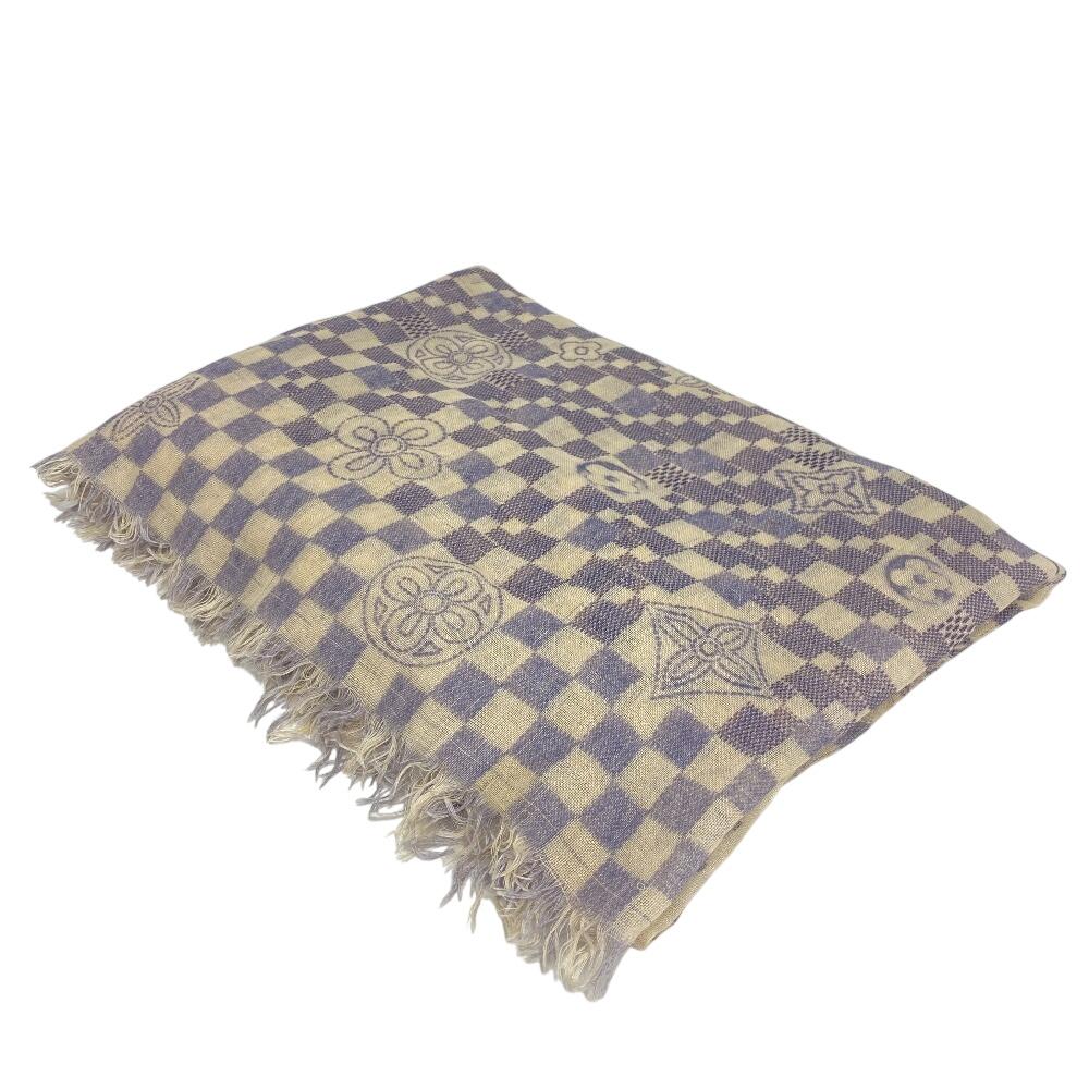 LOUIS VUITTON M72578 shawl Damier cashmere Etol Alize Stall Ivory cashmere Women Used