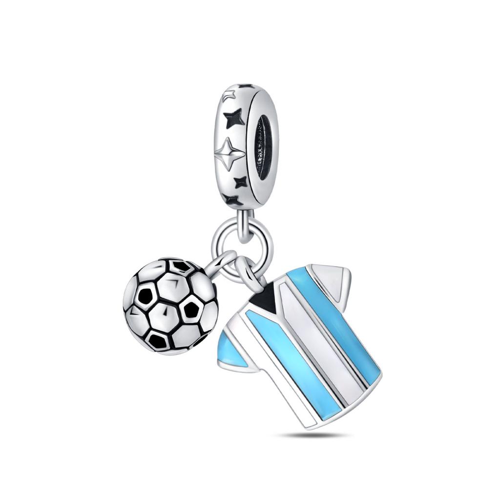 925 Silver Plated Soccer Ball Champion Cup Charms Beads Fit 3mm Bracelets DIY Football Jewelry Gift