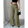 2026 Fashion High Waisted Wide Leg Trousers with Belt Solid Color Office Wear Casual Business Straight Leg Pants Spring Women's Bottoms