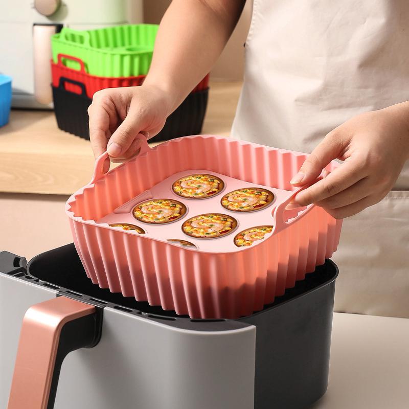 2Pcs Non-Stick Baking Trays With Cupcake Molds For Healthy Cooking Kitchen Tools Square Silicone Air Fryer Liners & Muffin Pan