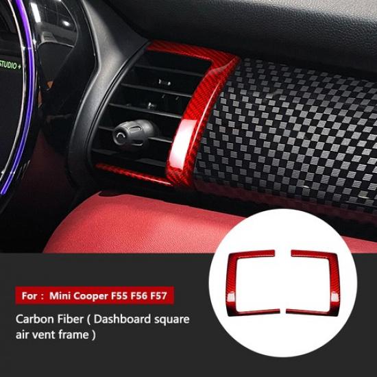 2pcs Carbon Fiber Dashboard Center Air Vent Cover For BMW Mini Cooper F55 F56