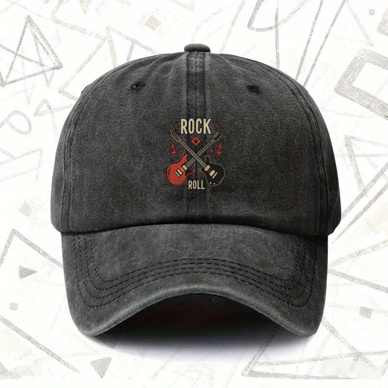 A Vintage Washed Hat Related to ROCK ROLL Suitable for Both Men And Women a Solid Baseball Cap for All Seasons Perfect for