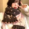 Sweet Little Deer Knitted Scarf Double-Sided Warm Cashmere Scarves Thickened Lace Trim Shawl Wrap Pashmina