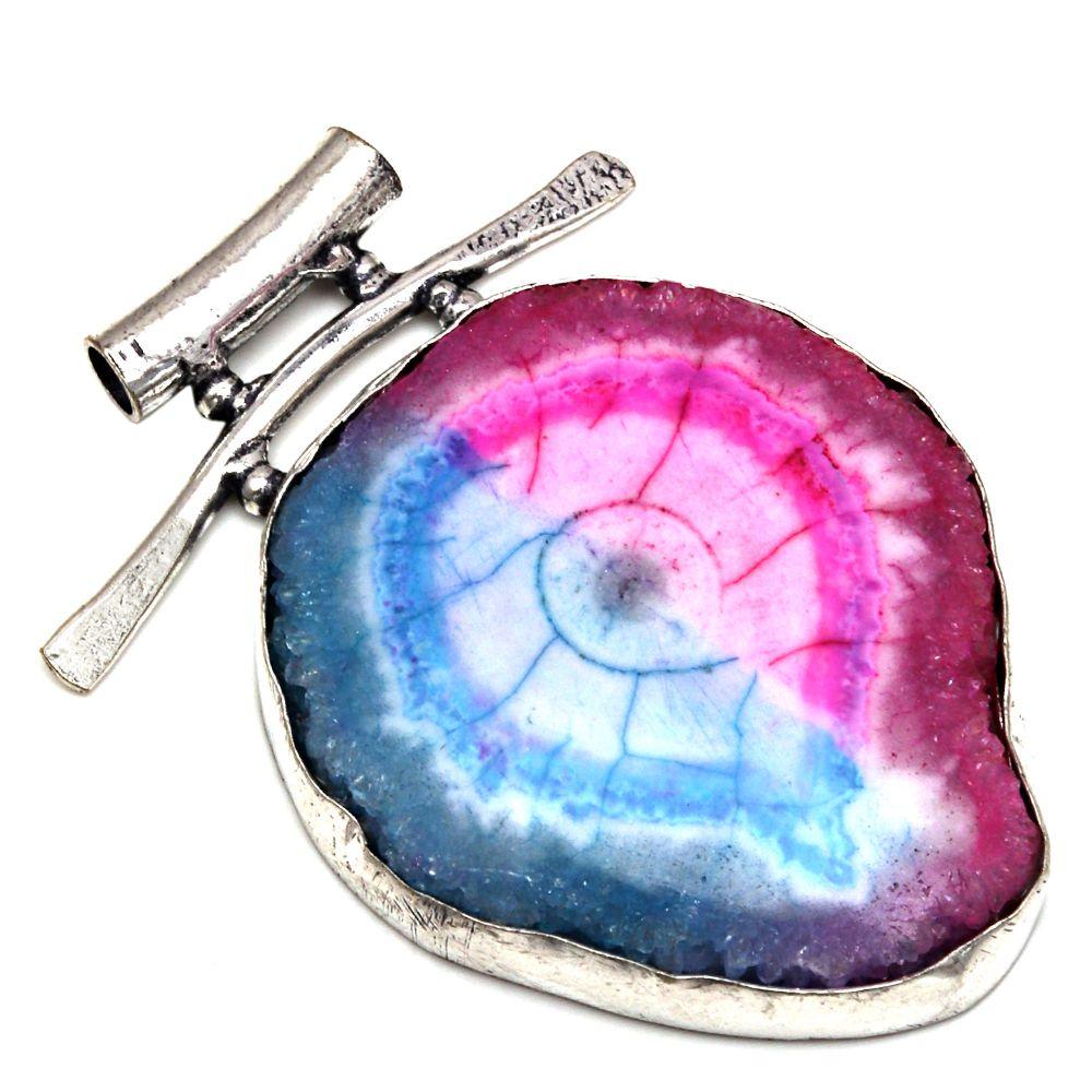 

Подвеска Multi Solar Drusy Gemstone Подарок для нее Серебряные украшения 2
