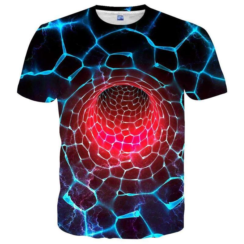Bunte Lightning 3D Grafik T-Shirts Y2k Herren Freizeit Harajuku Street Kurzarm Tops Damen Mode Ice T-Shirt Kind Übergroße T-Shirts