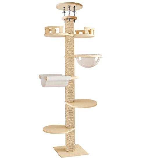 Cat Tree Floor To Ceiling Cat Tree Height Adjustable Cat Tower 6 Tier Hemp Scratching Post High Sturdy Cat Activity Tree Cat Scratching Post