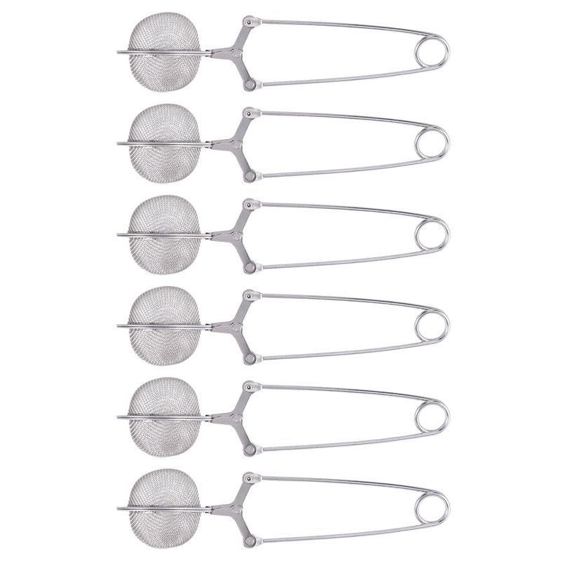 6Pcs Tea Infuser Loose Leaf Tea Snap Ball Tea Strainer Spoon Stainless Steel Tea Filter Steeper With Handle-B61B