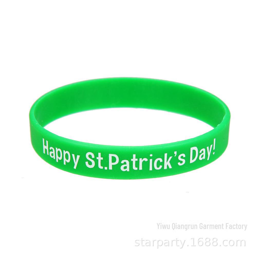 Waterproof St. Patrick's Day Shamrock Silicone Bracelet - Irish Festival Wristband Gift