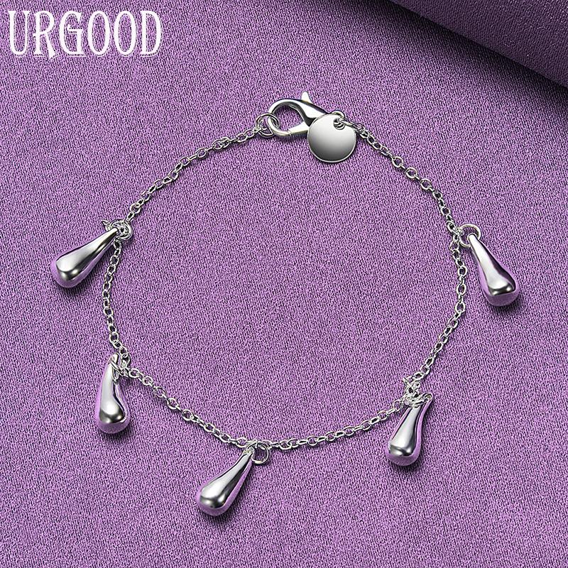925 Sterling Silver Droplet Pendant Bracelet Gift Fashion Jewelry