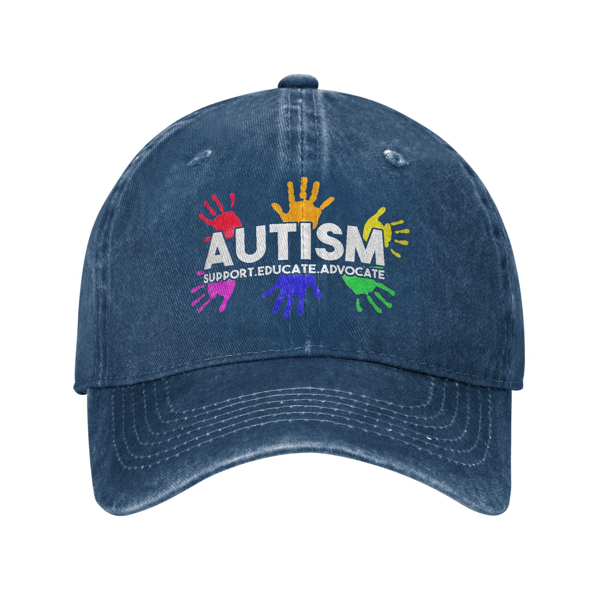 

Summer Autism Awareness Respect Love Support Baseball Cap Sun High Quality Washed Hip Hop Hats Unisex Men Casual Snapback Cap One Size темно-синього кольору
