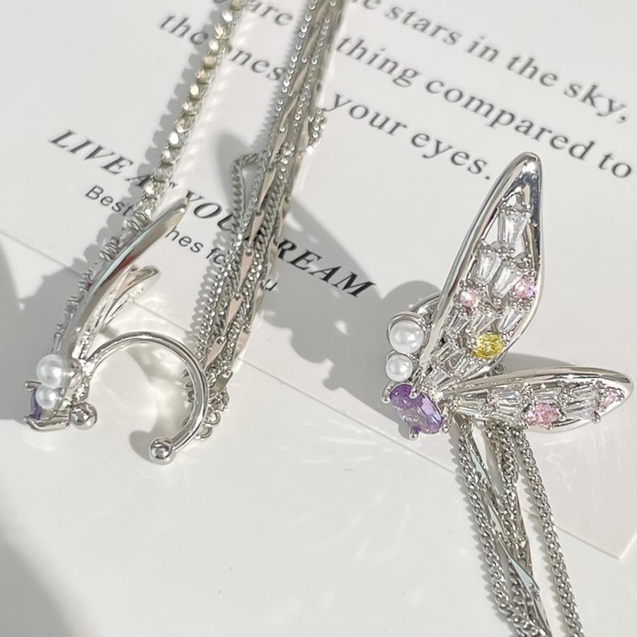 

Циркон жемчуг бабочка длинные серьги с бахромой темперамент клипса на козелок нишевые легкие роскошные универсальные серьги женщины