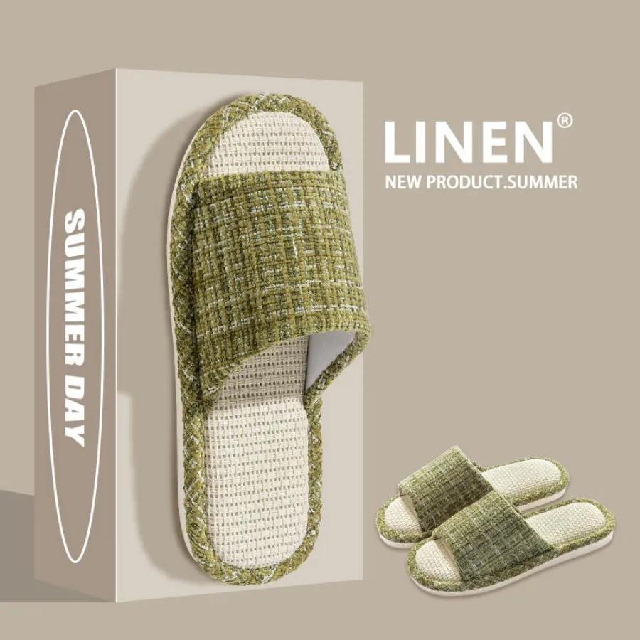 Fashion 20254 New Women's Fashion Home Linen Couple Slippers Breathable Home Shoes Moisture Absorbing Anti slip Cotton Linen Slippers