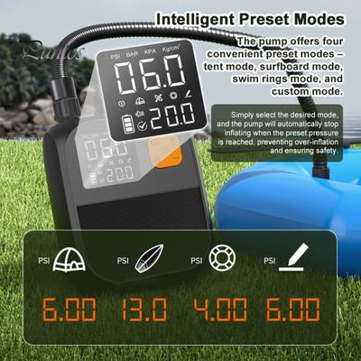 25PSI Air Pump 8000mAh Battery Rechargeable Paddle Board Pump Electric Portable Car Inflator with Digital Display Fast Inflation Tool for
