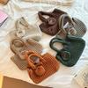 Sac sous le bras femme nouveau coréen rétro fait main sac tissé en fil de coton sac à main décontracté sac à bandoulière tissé en paille sac pour téléphone portable