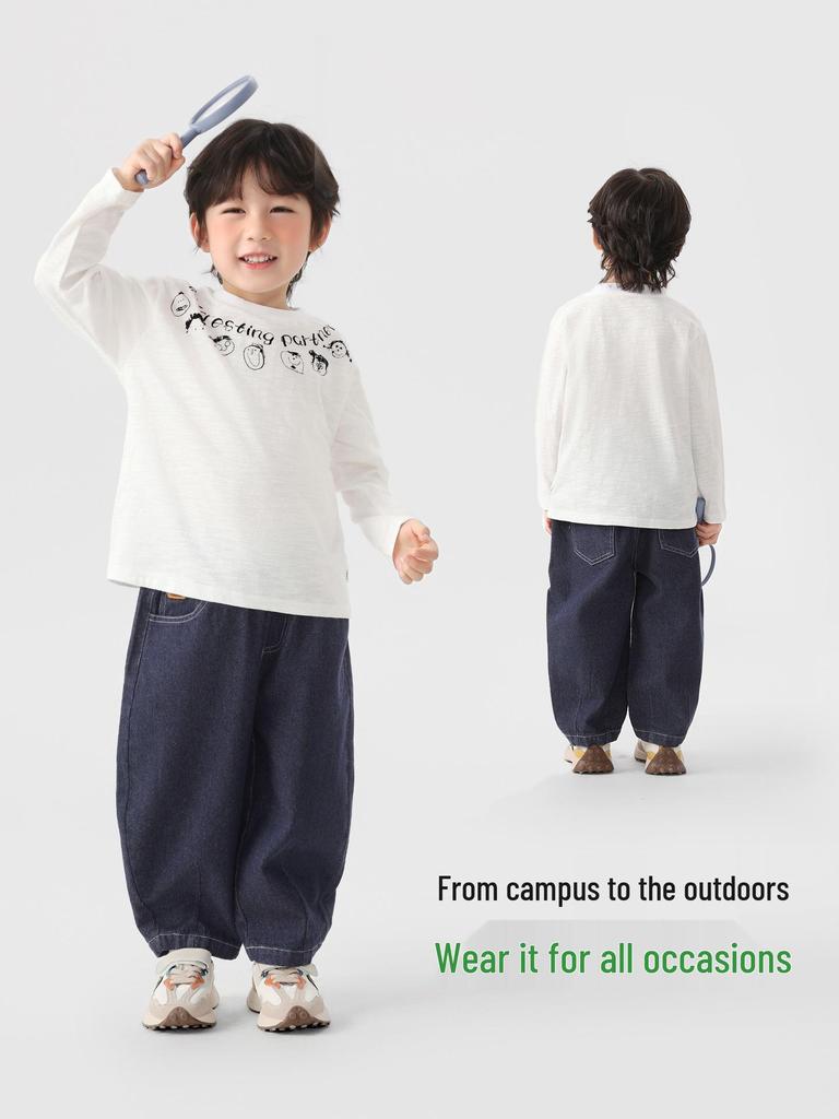 European Boys' Pure Cotton Long-Sleeve T-shirt, 2026 Spring, Children's Base Layer, Baby Spring/Autumn Style Undershirt.