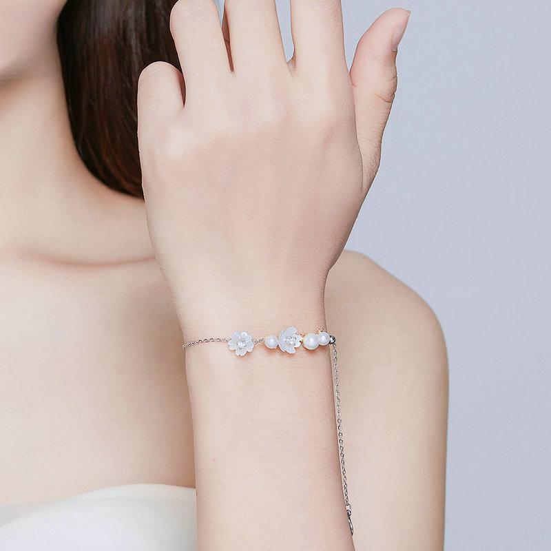 New Huakai S925 Silver Bracelet Plant Elements Adjustable Silver Bracelet