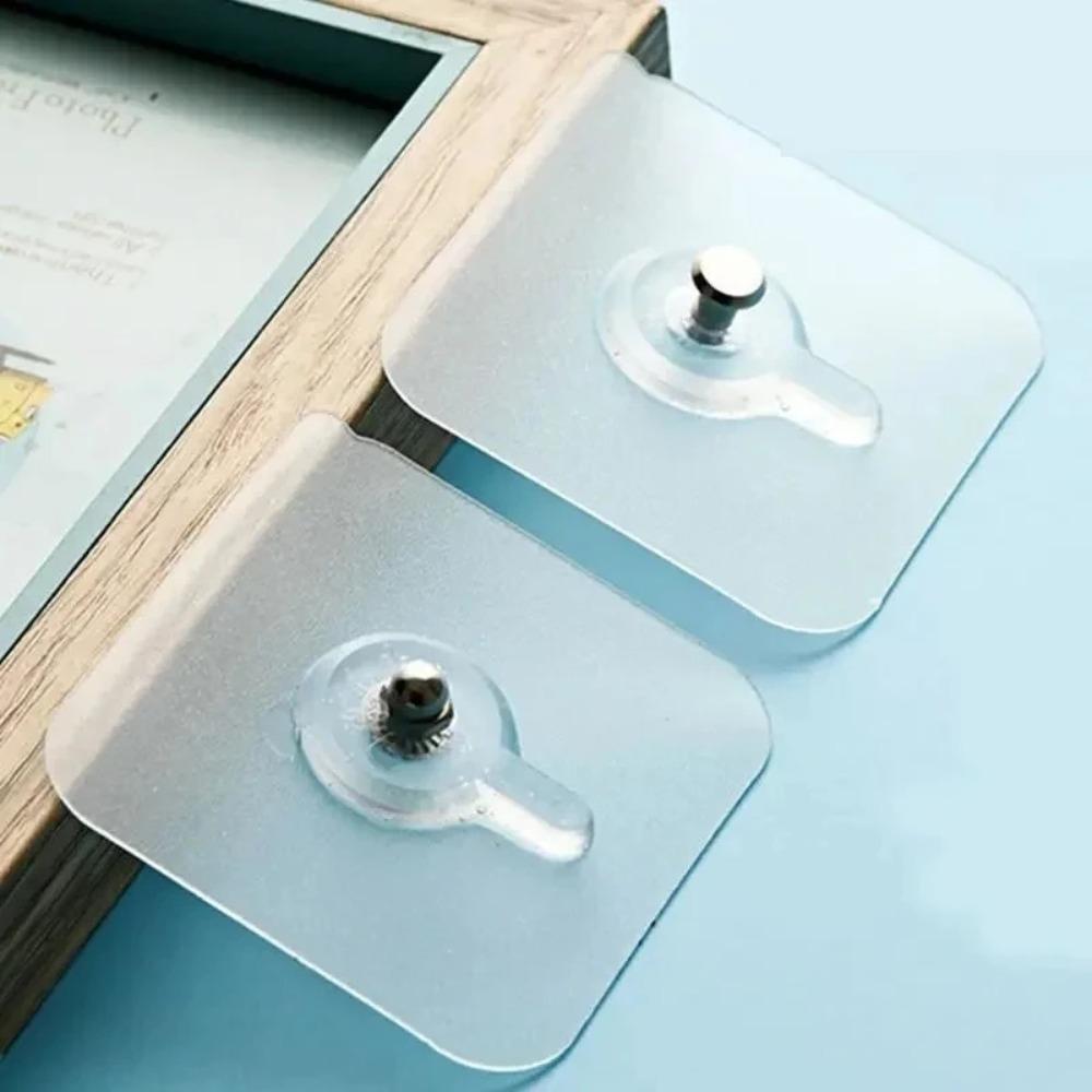 6 Stück Selbstklebender Haken Stark Klebende Nägel Haken Poster Nahtloser Wandaufkleber Haken Transparent Küche Badezimmer Schraubenhalter