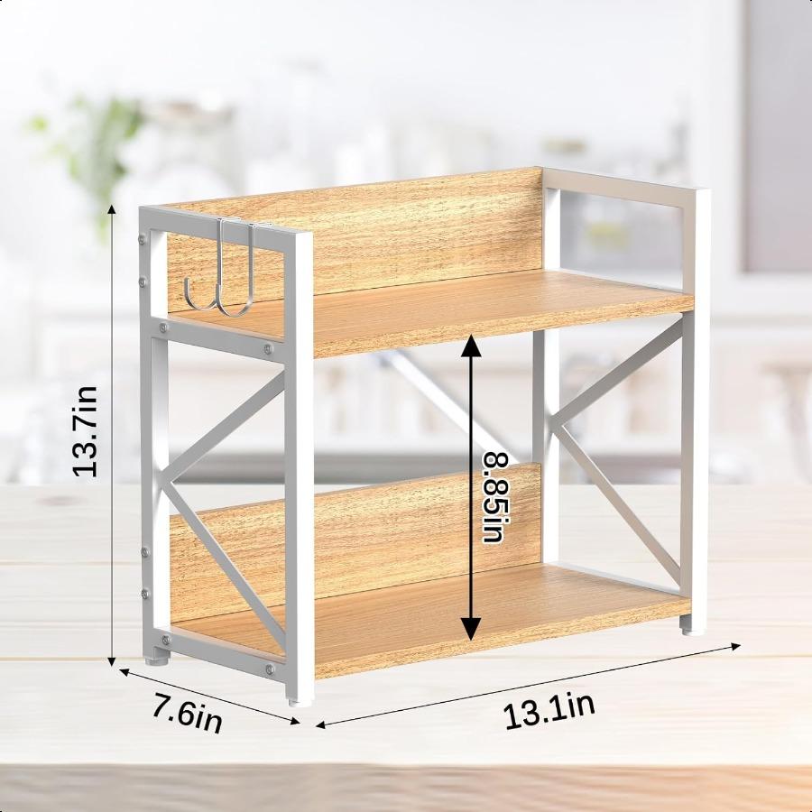 

Полка-органайзер для специй для кухонной столешницы, 2 яруса, органайзер для кофейной станции для столешницы, экономящий место, настольные полки для подъема United States
