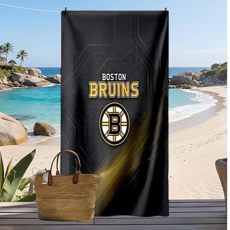 Asciugamano da Spiaggia Stampa Boston Bruins Morbido Portatile Asciugatura Rapida?Asciugamano Asciutto Per Piscina Vacanza Estiva Sport all'Aperto