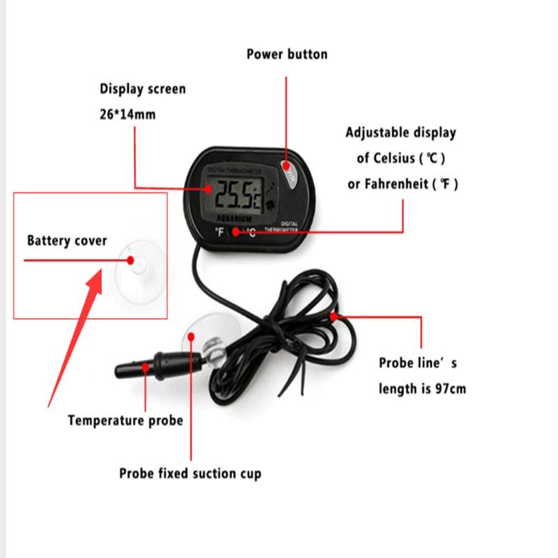 Mini Temperature Meter Digital Thermometer Temp Probe Meter Fridge Suction Cup Thermometer Measuring For Fish Aquarium