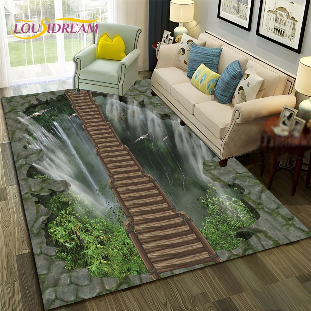 HD Hallucination Vision 3D Illusion Carpet Rug for Home Living Room Bedroom Sofa Doormat Decor,Child Area Rug Non-slip Floor Mat