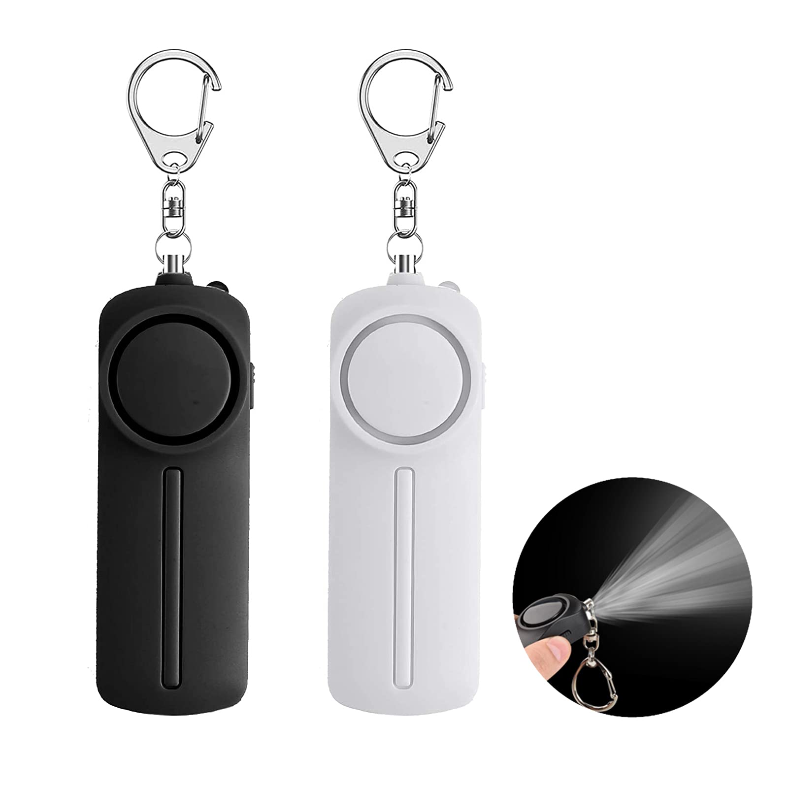 

Black White Security 130dB Loud Volume with LED for Elementary School and Simple Attaches to School 2-Pack & Alarms, Light, Waterproof, Students,