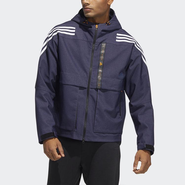 Adidas TH DNM WVJK Striped Sports Hooded Long Sleeve Jacket Men Outerwear Navy-Blue HE9905