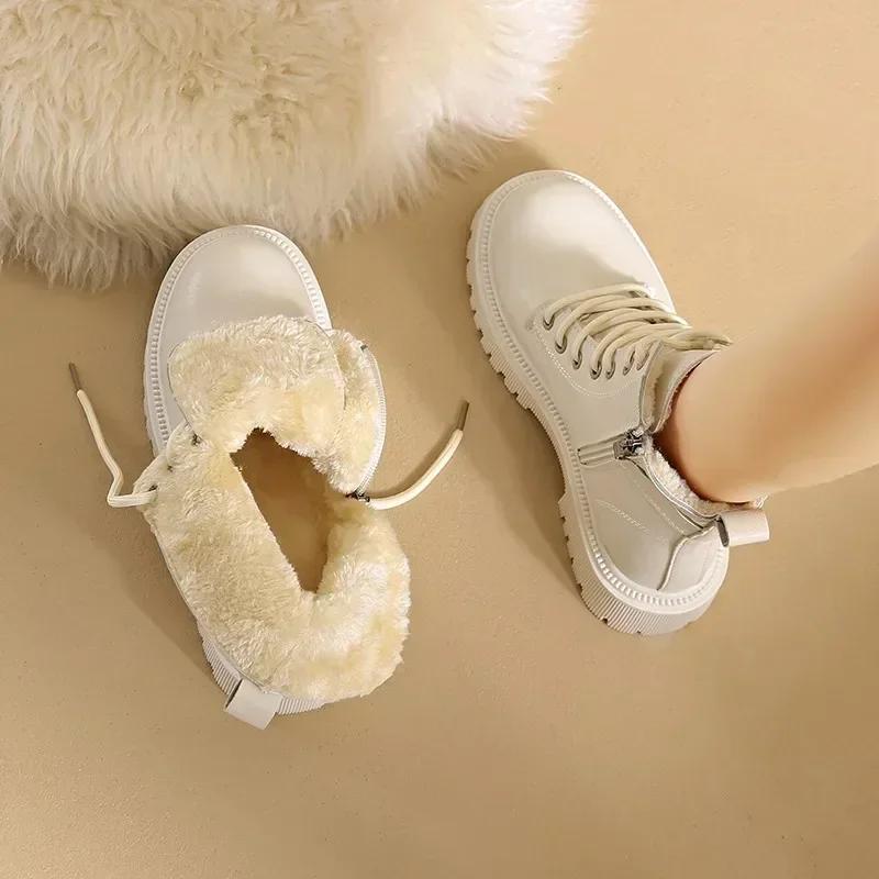 Women's Winter Fashion Boots Side Zip Round Head Keep Warm Women Shoes Middle Follow Square Heel Outdoor Leisure Comfortable