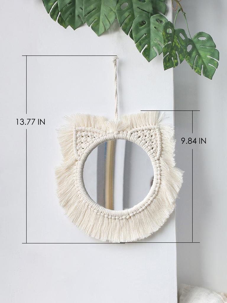 Nordic Room Dekorativní zrcadla Boho Macrame Kulaté Kosmetické zrcadlo Pokoj Nástěnné Zrcadlo Tkané Macrame Řemesla Home Dekor Nástěnná dekorace