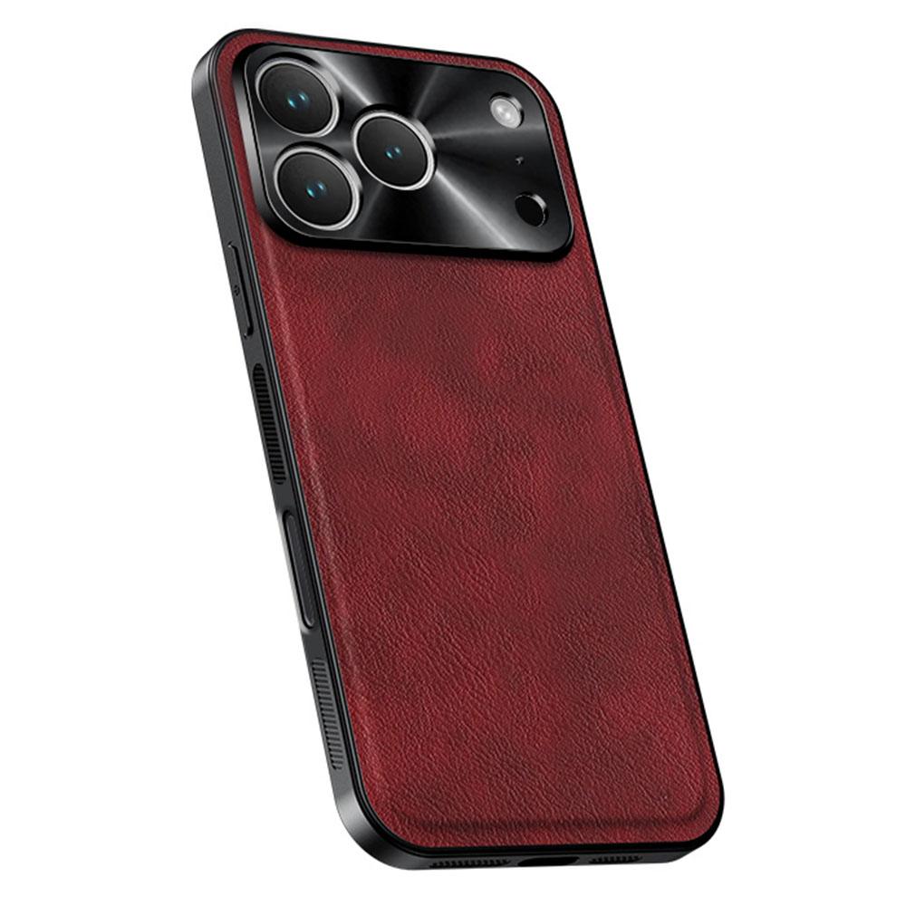 For iPhone 17 Pro Case PU + TPU + PC Phone Back Cover with Metal Lens Frame